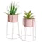 Uniquewise Set of 2 Decorative Contemporary Pink Metal Flower Planter Holders w/ Stand, 29 / 26 in H QI004246 - alternate 1